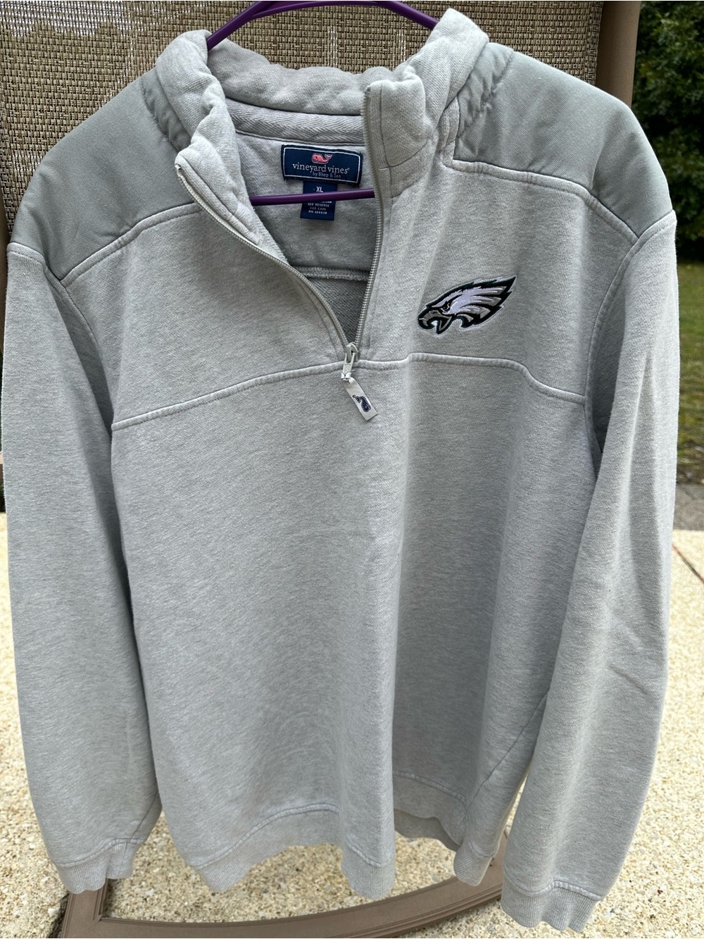 Vineyard Vines x Philadelphia Eagles Light Gray Quarter-Zip Pullover-Fanatics